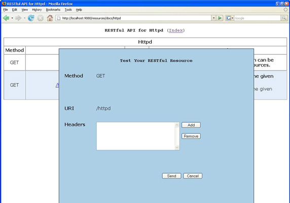 图 2. RESTdoc 请求页面的屏幕截图